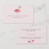 かわいいピンクのフラミンゴ&ストライプ 名刺 (正面/裏面)