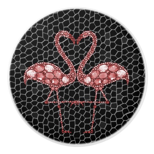 かわいいピンクのフラミンゴ セラミックノブ (正面)