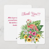 かわいいピンクのフラミンゴ&トロピカルフラワー シーズンカード (正面/裏面)