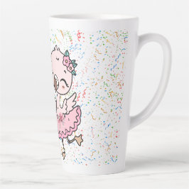 かわいいピンクのフラミンゴ・バレリーナ カフェラテマグ