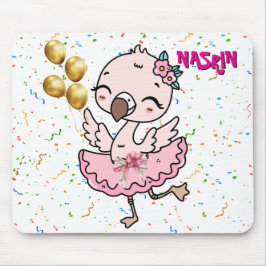 かわいいピンクのフラミンゴ・バレリーナ マウスパッド