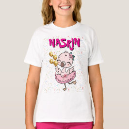 かわいいピンクのフラミンゴ・バレリーナ Tシャツ