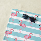 かわいいピンクのフラミンゴ ビーチタオル (インサイチュ)