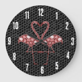 かわいいピンクのフラミンゴ ラージ壁時計 (正面)