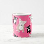 かわいいピンクのフランス人のフレンチ・ブルドッグ コーヒーマグカップ (中央)