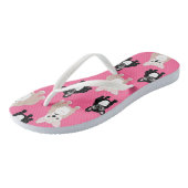 かわいいピンクのフランス人のフレンチ・ブルドッグ ビーチサンダル (アングル)