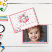 かわいいピンクのフルフォト教室バレンタインデー ノートカード