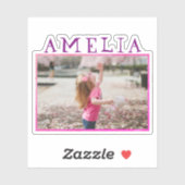 かわいいピンクのフレーム名とフォトキッズシール シール (シート)