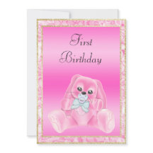 かわいいピンクのフロッピーイヤーバニーファースト誕生日