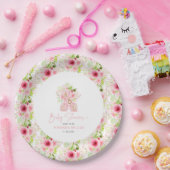 かわいいピンクのフローラアルファベットブロック ペーパープレート (パーティー)