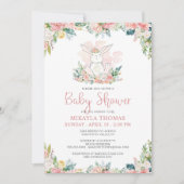 かわいいピンクのフローラウッドランドバニーベビーシャワー (正面)