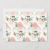かわいいピンクのフローラウッドランド動物ガールベビーシャワー 招待状 (裏面)