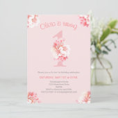 かわいいピンクのフローラガールの最初の誕生日パーティー 招待状 (スタンド正面)