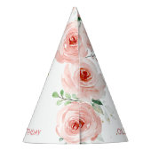 かわいいピンクのフローラキリンの動物第1回誕生日コーン パーティーハット (裏面)