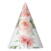 かわいいピンクのフローラジャングルアニマルズ1stバースデーコーン パーティーハット (裏面)