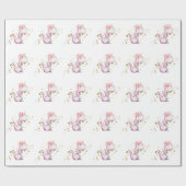 *~*かわいいピンクのフローラトゥイ竜恐竜 ラッピングペーパー (フラット)