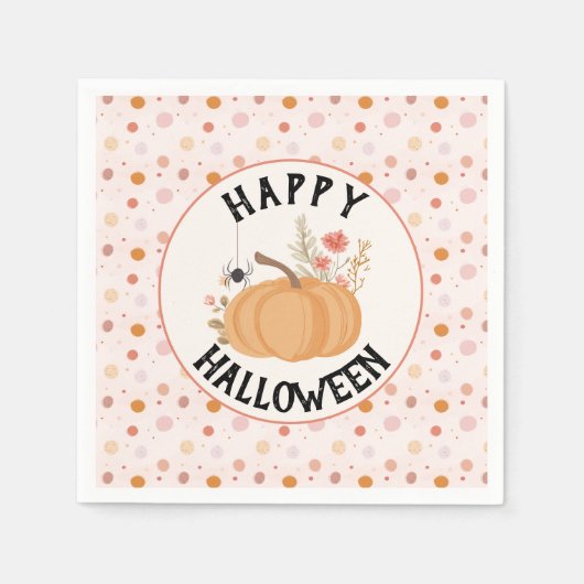 かわいいピンクのフローラハロウィーン スタンダードカクテルナプキン (正面)