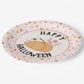 かわいいピンクのフローラハロウィーン ペーパープレート (アングル)