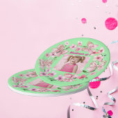 かわいいピンクのフローラバウ写真1st誕生日パーティー ペーパープレート
