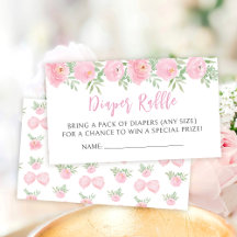 かわいいピンクのフローラバウ赤ちゃんシャワーおむつラッフル