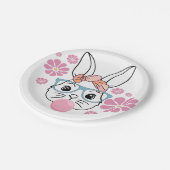 かわいいピンクのフローラバニーガールベビーシャワー ペーパープレート (アングル)