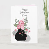 かわいいピンクのフローラバレンタインデーのカード シーズンカード (正面)