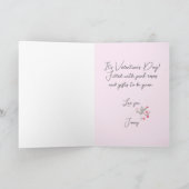 かわいいピンクのフローラバレンタインデーのカード シーズンカード (内部)