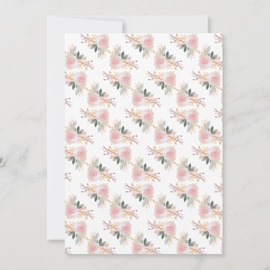 かわいいピンクのフローラフクロウ赤ちゃん女の子シャワー招待状 招待状 (裏面)