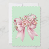 かわいいピンクのフローラボウガーリーフォト誕生日 招待状 (裏面)