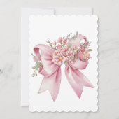 かわいいピンクのフローラボウガーリーフォト誕生日 招待状 (裏面)