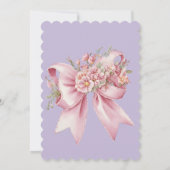 かわいいピンクのフローラボウガーリーフォト誕生日 招待状 (裏面)