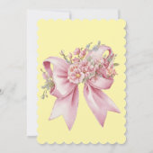 かわいいピンクのフローラボウガーリーフォト誕生日 招待状 (裏面)