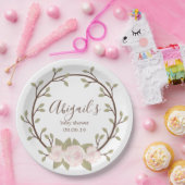 かわいいピンクのフローラリースベビーシャワー ペーパープレート (パーティー)