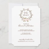 かわいいピンクのフローラリースベビーシャワー 招待状 (正面)