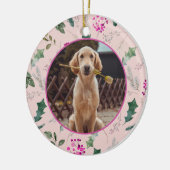 かわいいピンクのフローラ初めてのクリスマス セラミックオーナメント (左)