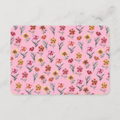かわいいピンクのフローラ女の子の赤ちゃんシャワーおむつラッフル エンクロージャーカード (裏面)