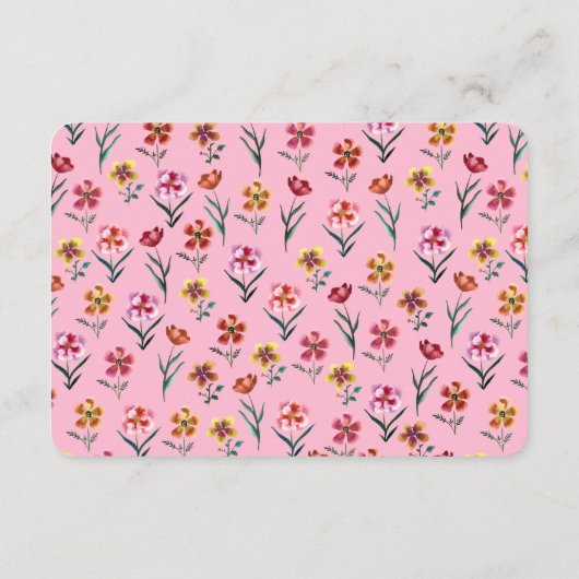 かわいいピンクのフローラ女の子の赤ちゃんシャワーおむつラッフル エンクロージャーカード (裏面)