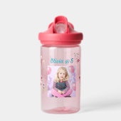 かわいいピンクのフローラ弓女の子フォトウォーターボトルギフト ウォーターボトル (正面)