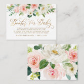 かわいいピンクのフローラ緑の本リクエスト赤ちゃんシャワー エンクロージャーカード (正面/裏面)