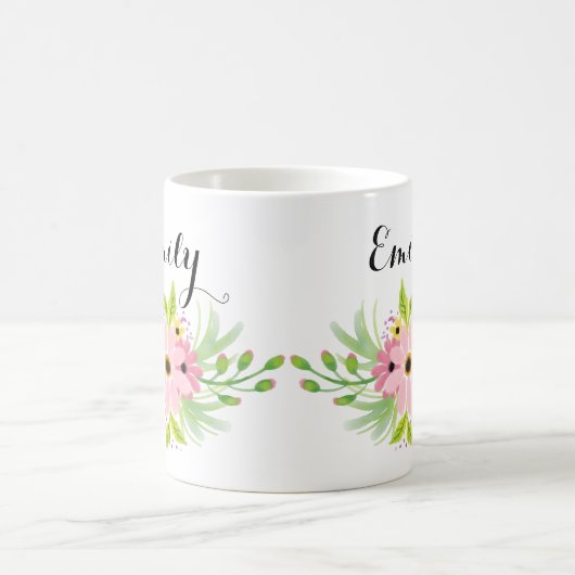 かわいいピンクのフローラ花嫁のギフト好意アイディアマグカップ コーヒーマグカップ (中央)