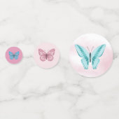 かわいいピンクのフローラ蝶ガールズベビーシャワー コンフェッティ (裏面)