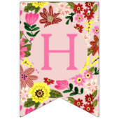 かわいいピンクのフローラ誕生日パーティーのパターン バンティングフラッグ (第2の旗)