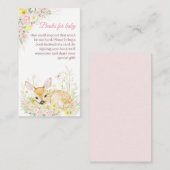 かわいいピンクのフローラ鹿の赤ちゃんシャワーブックベビー エンクロージャーカード (正面/裏面)