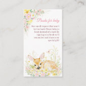 かわいいピンクのフローラ鹿の赤ちゃんシャワーブックベビー エンクロージャーカード (正面)