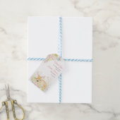 かわいいピンクのフローラ鹿の赤ちゃんシャワー ギフトタグ (より糸付き)