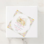 かわいいピンクのフローラ鹿の赤ちゃんシャワー フェイバータグ (インサイチュ)