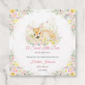 かわいいピンクのフローラ鹿の赤ちゃんシャワー フェイバータグ (裏面)