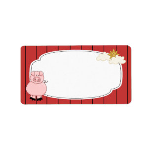 かわいいピンクのブタのラベル ラベル