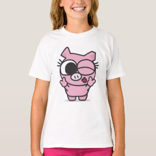 かわいいピンクのブタの平和まばたきの舌 Tシャツ