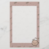 かわいいピンクのブタのOinkピンクの背景 便箋 (正面)